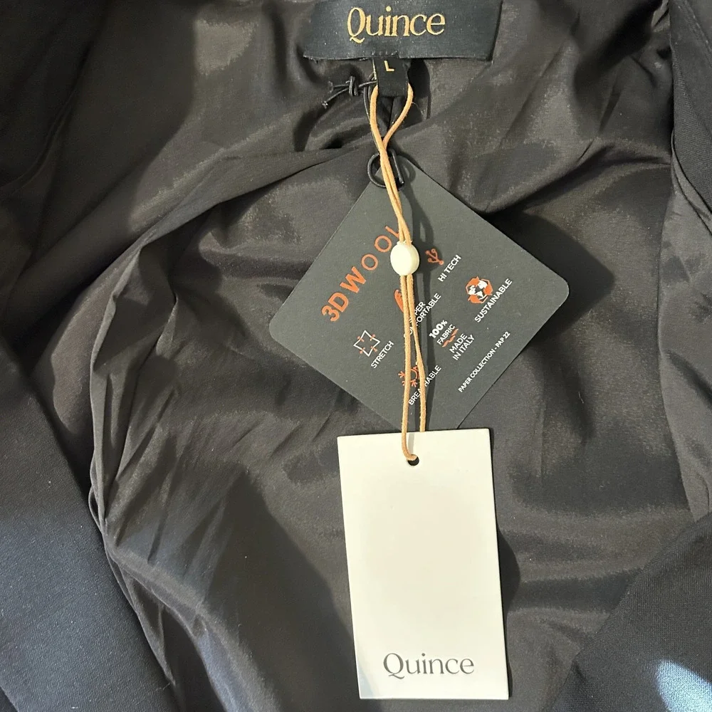 NWT Quince Blazer Womens Large Black 3D Wool Tollegno Stretch Italian $268